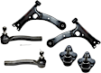 6-Piece Kit Front, Driver and Passenger Side, Outer, Lower Control Arm, Includes (2) Control Arm, (2) Ball Joint and (2) Tie Rod End