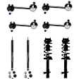 8-Piece Kit Front and Rear, Driver and Passenger Side Shock and Fully Loaded Strut Includes (4) Shock Absorber and Strut Assembly and (4) Sway Bar Link