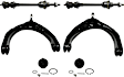 6-Piece Kit Front, Driver and Passenger Side, Upper and Lower Control Arm, includes (2) Ball Joint, (2) Control Arm, and (2) Sway Bar Link