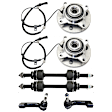 2-Wheel Set Front, Driver and Passenger Side, Outer Wheel Hub, 6 Lugs, With Bearing, With Sensor, 4WD, Includes (2) Tie Rod End, (2) Sway Bar Link and (2) Wheel Hub