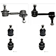 6-Piece Kit Front, Driver and Passenger Side, Upper and Lower Ball Joint, includes (2) Ball Joint, (2) Sway Bar Link, and (2) Tie Rod End