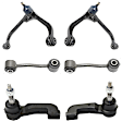 6-Piece Kit Front, Driver and Passenger Side, Upper, Outer Control Arm, includes (2) Control Arm, (2) Sway Bar Link, and (2) Tie Rod End