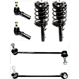 6-Piece Kit Front, Driver and Passenger Side, Outer Fully Loaded Strut, Includes (2) Loaded Strut, (2) Sway Bar Link, and (2) Tie Rod End