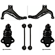 6-Piece Kit Front, Driver and Passenger Side, Lower Control Arm, includes (2) Ball Joint, (2) Control Arm, and (2) Sway Bar Link