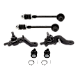 6-Piece Kit Front, Driver and Passenger Side, Upper and Lower Ball Joint, includes (2) Ball Joint, (2) Sway Bar Link, and (2) Tie Rod End
