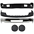 5-Piece Kit, Front, Driver and Passenger Side Bumper, Chrome, Includes (1) Bumper, (1) Bumper Cover, (2) Fog Light Cover, and (1) Valance