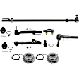 2-Wheel Set Front, Driver and Passenger Side, Upper and Lower, Outer, At Pitman Arm Wheel Hubs, with Bearing, with Ball Joints, Drag Link, Tie Rod Adjusting Sleeve, and Tie Rod Ends, 4WD