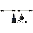 4-Piece Kit Front, Driver and Passenger Side, Upper and Lower Ball Joint, includes (2) Ball Joint, (2) Sway Bar Link, and (2) Tie Rod End