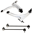 4-Piece Kit Front, Driver and Passenger Side, Lower Control Arm, includes (2) Control Arm and (2) Sway Bar Link