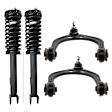 4-Piece Kit Front, Driver and Passenger Side, Upper Fully Loaded Strut, RWD, Includes (2) Control Arm and (2) Shock Absorber and Strut Assembly