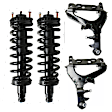 4-Piece Kit Front, Driver and Passenger Side, Outer, Lower Control Arm, includes (2) Control Arm and (2) Loaded Strut