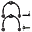 4-Piece Kit Front, Driver and Passenger Side, Upper, Outer Control Arm, includes (2) Control Arm and (2) Tie Rod End
