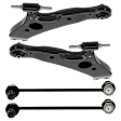 4-Piece Kit Front, Driver and Passenger Side, Lower Control Arm, Includes (2) Control Arm and (2) Sway Bar Link