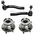 2-Wheel Set Front, Driver and Passenger Side, Outer Wheel Hub, 5 Lugs, With Bearing,, 1.5L, 4Cyl, Includes (2) Tie Rod End and (2) Wheel Hub