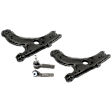 4-Piece Kit Front, Driver and Passenger Side, Lower, Outer Control Arm, includes (2) Control Arm and (2) Tie Rod End