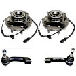 2-Wheel Set Front, Driver and Passenger Side, Outer Wheel Hub, 6 Lugs, With Bearing, With Sensor, RWD, includes (2) Tie Rod End and (2) Wheel Hub