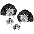 4-Piece Kit Front, Driver and Passenger Side Loaded Knuckle, With Backing Plate, With Bearing, Includes (2) Knuckle and (2) Wheel Hub