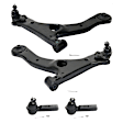 4-Piece Kit Front, Driver and Passenger Side, Lower Control Arm, Includes (2) Control Arm and (2) Tie Rod End