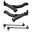 4-Piece Kit Front, Driver and Passenger Side, Lower Control Arm, Includes (2) Control Arm and (2) Sway Bar Link