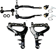 8-Piece Kit Front, Driver and Passenger Side, Upper and Lower, Inner and Outer Control Arm, includes (1) Ball Joint, (2) Control Arm, (2) Sway Bar Link and (2) Tie Rod End