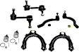 8-Piece Kit Front, Driver and Passenger Side, Upper and Lower Control Arm, includes (2) Ball Joint, (2) Control Arm, (2) Sway Bar Link, and (2) Tie Rod End