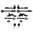 10-Piece Kit Front, Driver and Passenger Side, Inner and Outer, Upper and Lower Ball Joint, includes (2) Ball Joint, (2) Sway Bar Link, and (2) Tie Rod End
