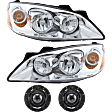 2007 Pontiac G6 - 4-Piece Kit Driver and Passenger Side Halogen Headlight, With bulb(s), OE Replacement,  Includes (2) Fog Light and (2) Headlight