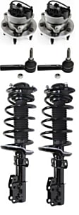 6-Piece Kit Front, Driver and Passenger Side Fully Loaded Strut, Includes (2) Tie Rod End, (2) Shock Absorber and Strut Assembly and (2) Wheel Hub