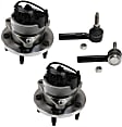 2-Wheel Set Front, Driver and Passenger Side Wheel Hub, 5 Lugs, With Bearing, With Sensor, Includes (2) Tie Rod End and (2) Wheel Hub