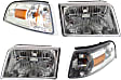 4-Piece Kit, Driver and Passenger Side Halogen Headlight, With bulb(s), OE Replacement, Includes (2) Corner Light and (2) Headlight