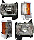 4-Piece Kit Driver and Passenger Side Halogen Headlight, With bulb(s), OE Replacement, Includes (2) Corner Light and (2) Headlight