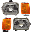 1988 Toyota Pickup - 4-Piece Kit Driver and Passenger Side Halogen Headlight, With bulb(s), OE Replacement, 4WD,  Includes (2) Corner Light and (2) Headlight