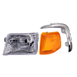 3-Piece Kit Driver Side Halogen Headlight, Includes (1) Corner Light, (1) Grille Assembly, and (1) Headlight