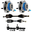6-Piece Kit Front, Driver and Passenger Side Suspension Kit, Includes (2) Axle Assembly, (2) Tie Rod End, and (2) Wheel Hub