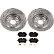 KIT-070624-125 2-Wheel Set Rear Brake Disc and Pad Kit, Cross-drilled and Slotted 5 Lugs 329.95 mm Semi-metallic, Includes (1) Brake Pad Set and (2) Brake Disc