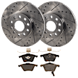 KIT-070624-12 2-Wheel Set Front Brake Disc and Pad Kit, Cross-drilled and Slotted 5 Lugs 288.04 mm Ceramic, Includes (1) Brake Pad Set and (2) Brake Disc