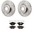 KIT-070624-145 2-Wheel Set Front Brake Disc and Pad Kit, Cross-drilled and Slotted 5 Lugs 311.91 mm Ceramic, Includes (1) Brake Pad Set and (2) Brake Disc