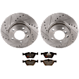KIT-070624-196 2-Wheel Set Front Brake Disc and Pad Kit, Cross-drilled and Slotted 5 Lugs 300 mm Ceramic, Includes (1) Brake Pad Set and (2) Brake Disc