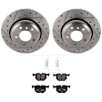 KIT-070624-216 2-Wheel Set Rear Brake Disc and Pad Kit, Cross-drilled and Slotted 5 Lugs 320.04 mm Semi-metallic, Includes (1) Brake Pad Set and (2) Brake Disc