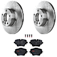 KIT-070624-233 2-Wheel Set Front Brake Disc and Pad Kit, Plain Surface 5 Lugs 311.91 mm Semi-metallic, Includes (1) Brake Pad Set and (2) Brake Disc