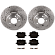 KIT-070624-239 2-Wheel Set Rear Brake Disc and Pad Kit, Cross-drilled and Slotted 5 Lugs 330 mm Ceramic, Includes (1) Brake Pad Set and (2) Brake Disc
