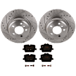 KIT-070624-240 2-Wheel Set Rear Brake Disc and Pad Kit, Cross-drilled and Slotted 5 Lugs 330 mm Ceramic, Includes (1) Brake Pad Set and (2) Brake Disc