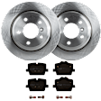 KIT-070624-241 2-Wheel Set Rear Brake Disc and Pad Kit, Plain Surface 5 Lugs 299.97 mm Ceramic, Includes (1) Brake Pad Set and (2) Brake Disc
