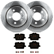 KIT-070624-242 2-Wheel Set Rear Brake Disc and Pad Kit, Plain Surface 5 Lugs 299.97 mm Ceramic, Includes (1) Brake Pad Set and (2) Brake Disc