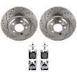 KIT-070624-265 2-Wheel Set Rear Brake Disc and Pad Kit, Cross-drilled and Slotted 5 Lugs 330 mm Semi-metallic, Includes (1) Brake Pad Set and (2) Brake Disc