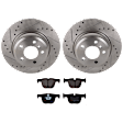 KIT-070624-266 2-Wheel Set Rear Brake Disc and Pad Kit, Cross-drilled and Slotted 5 Lugs 330 mm Semi-metallic, Includes (1) Brake Pad Set and (2) Brake Disc