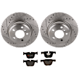 KIT-070624-276 2-Wheel Set Rear Brake Disc and Pad Kit, Cross-drilled and Slotted 5 Lugs 330 mm Ceramic, Includes (1) Brake Pad Set and (2) Brake Disc