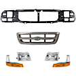 2000 Ford Ranger - 6-Piece Kit Header Panel, Rear Wheel Drive,  Includes (2) Corner Light, (1) Grille Assembly, (1) Header Panel, and (2) Headlight