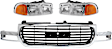 3-Piece Kit Grille, Chrome Shell with Painted Black Insert, Except C3/Denali Models, Includes (1) Grille Assembly and (2) Headlight