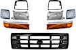 1996 Ford F-250 - 9-Piece Kit Grille, Painted Black,  Includes (2) Corner Light, (1) Grille Assembly, (2) Headlight, (2), Headlight Door, and (2) Turn Signal Light
